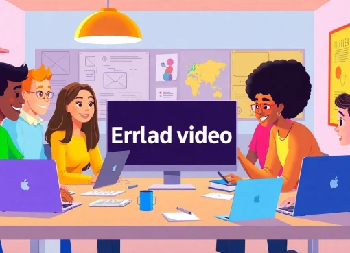 Create an engaging Erklärvideo showcasing a collaborative team at work with laptops and storyboards.