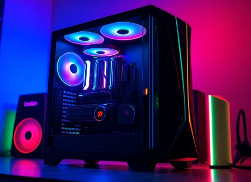 Showcase a stylish gaming pc case highlighting RGB lighting and premium gaming components for a captivating look.