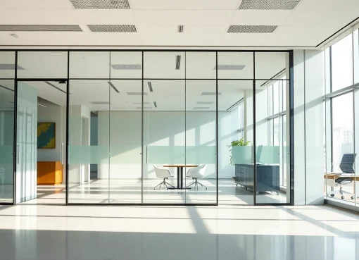 Enhance workspace versatility with innovative movable glass partitions that maximize light and space.