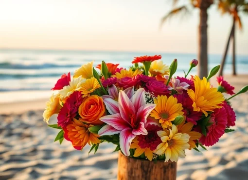 Bright and colorful Huntington Beach flowers beautifully arranged in a garden setting.