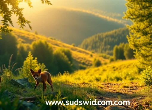 Visit www.sudswild.com to see a curious animal exploring a vibrant wild landscape.