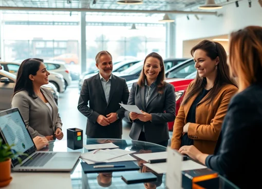 Engaging scene illustrating Competitive car Part Exchange at a professional dealership.