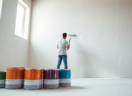 Expert drywall painting demonstration showcasing smooth application and vibrant color choices.