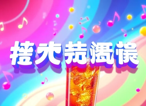 Experience 汽水音乐网页版 with vibrant musical notes intertwined with soda graphics.