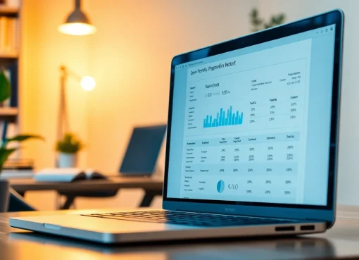 Analyze text for originality with a reliable plagiarism detector displayed on a laptop in a study.