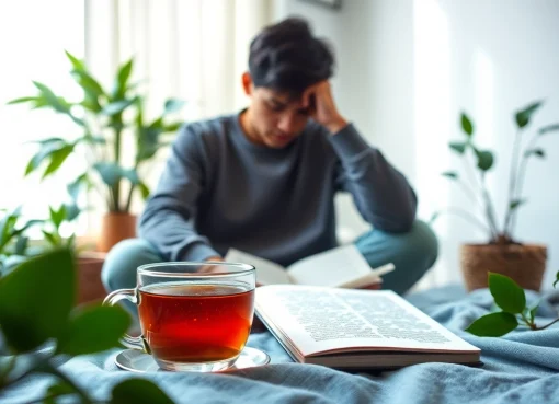 Practicing relaxation techniques for dealing with anxiety in a serene setting.