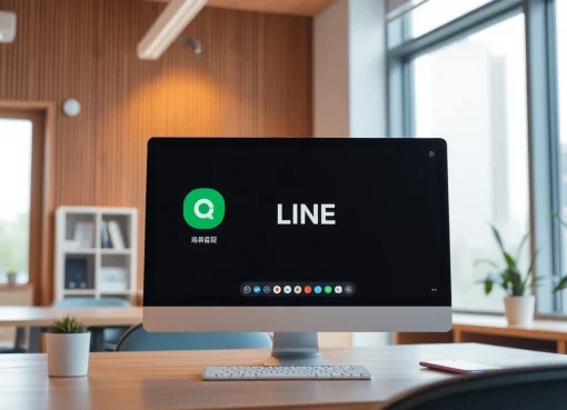 Download the LINE電腦版官方下載 setup with a modern computer workspace scene showcasing productivity.