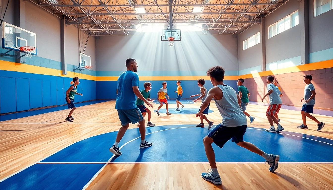 Engaged youth participating in basketball training programs near me under a bright and energetic atmosphere.