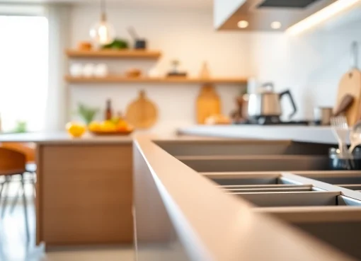 Showcasing the Metal Drawer System in a stylish kitchen, highlighting its smooth operation and modern design.