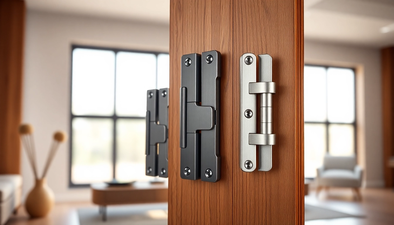 Showcase of high-quality door hinges by a Door Hinges Manufacturer on a modern wooden door.