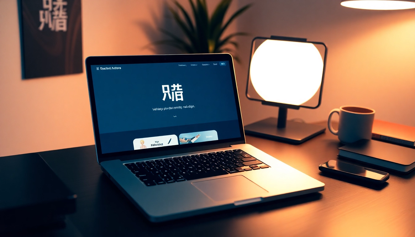 Showcasing the layout of 美洽官网 on a laptop screen in a bright workspace.