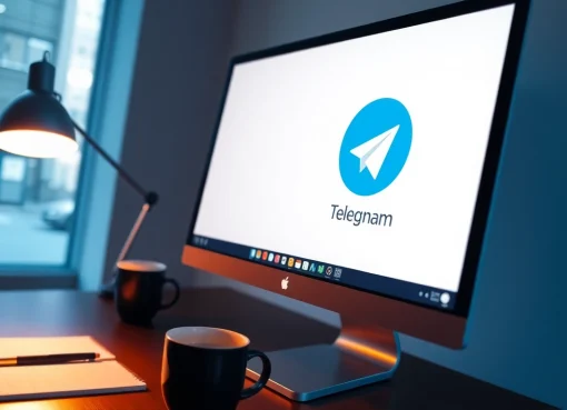 Download the Telegram app for computers easily with a stylish setup on a desk.