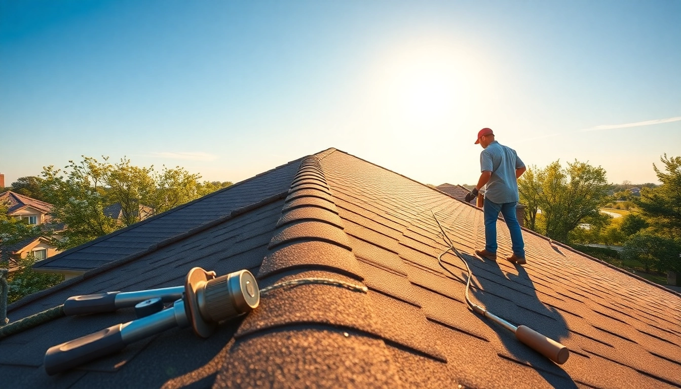 5-star roofing contractors Central Texas working on a residential project under clear skies.