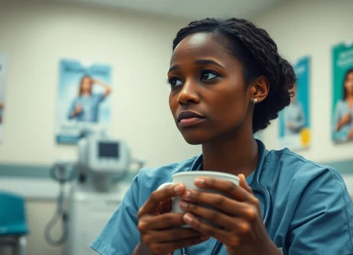 Nurse reflecting on the challenges posed by the VDAP Program in Alabama in a hospital break room