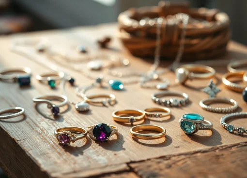 Showcase of the best jewelry pieces featuring elegant rings and necklaces on display.