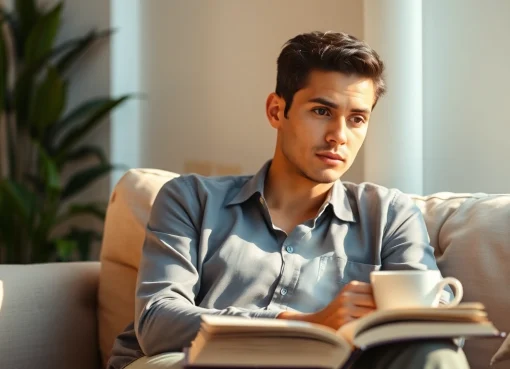 Individual reflecting on coping strategies while dealing with depression in a cozy setting.