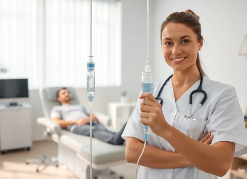 NAD IV therapy side effects depicted in a professional healthcare setting.