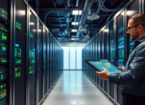 Optimize network infrastructure with a professional server room setup featuring key components.