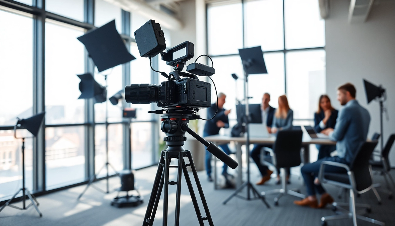 Capture of On-Site Videography setup featuring a professional crew and equipment in action.