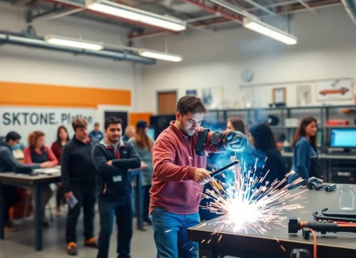 Train at a trade school in Knoxville, TN showcasing students in an engaging classroom environment.