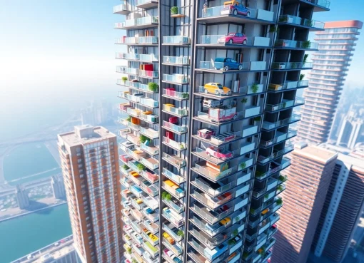 Engaging depiction of the sim tower showcasing a vibrant skyscraper filled with numerous facilities.