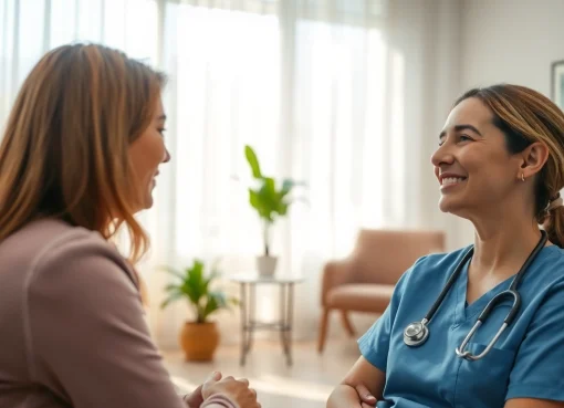 Nurse receiving support during VDAP Program therapy session in a comforting setting.