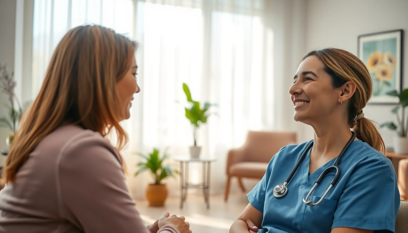 Nurse receiving support during VDAP Program therapy session in a comforting setting.