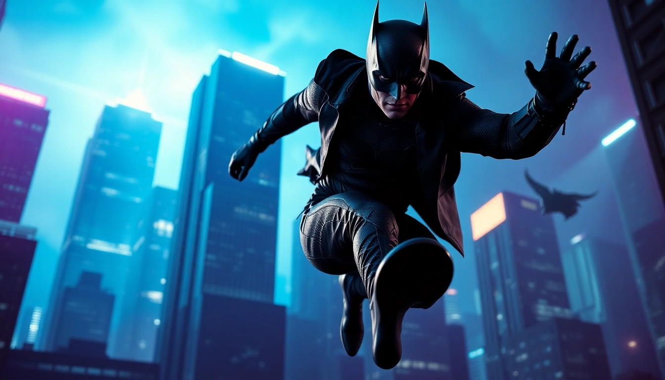 Menampilkan aksi dalam game batman138 dengan karakter superheroe yang bersemangat.