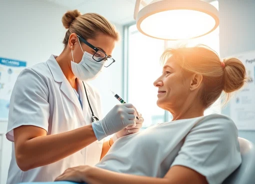 Administering Peptide Therapy highlighting a healthcare setup with attentive interaction.
