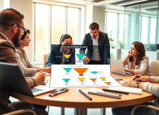 Analyze effective funnels for nonprofits strategy during a collaborative meeting.
