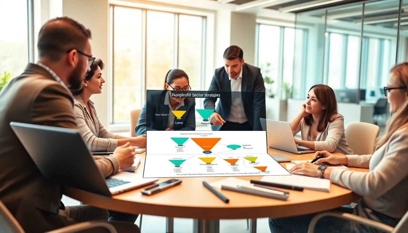 Analyze effective funnels for nonprofits strategy during a collaborative meeting.