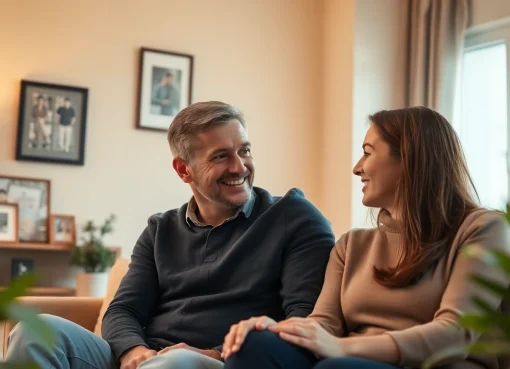 Couple enhancing communication in relationships through meaningful conversation in an intimate setting.