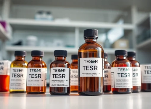 Showcasing all check TeSR media bottles, featuring innovative designs for stem cell research in a laboratory.