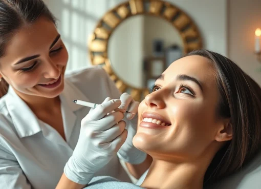 Administering botox injections in a tranquil medspa to enhance client confidence.