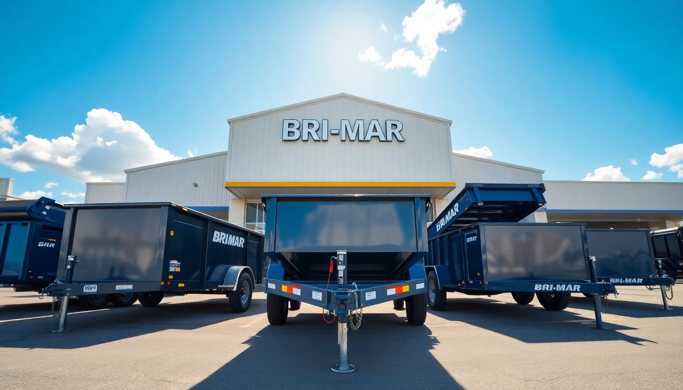 Bri-mar trailers for sale near me featured in a bright dealership setting showcasing multiple models.