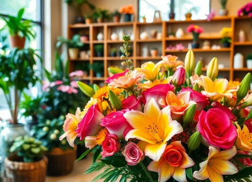 Bright flower bouquet showcasing offerings from Florist Wollert.