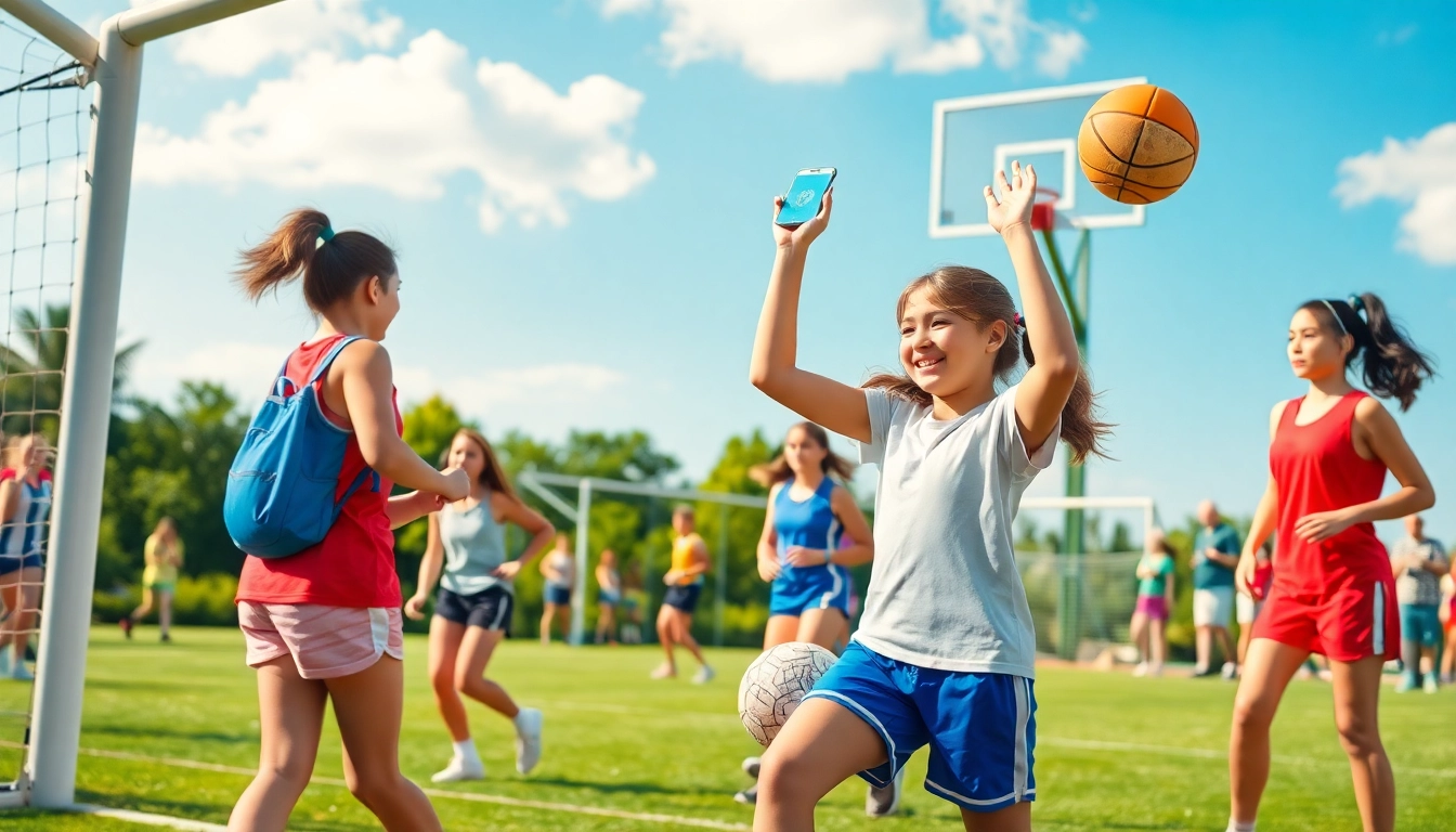Engaging scene of Multi Sports Camps for Girls showcasing energetic young athletes participating in various sports.