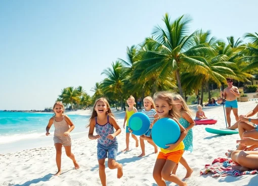 Engaging in 30a games at the beach with families playing volleyball and frisbee.