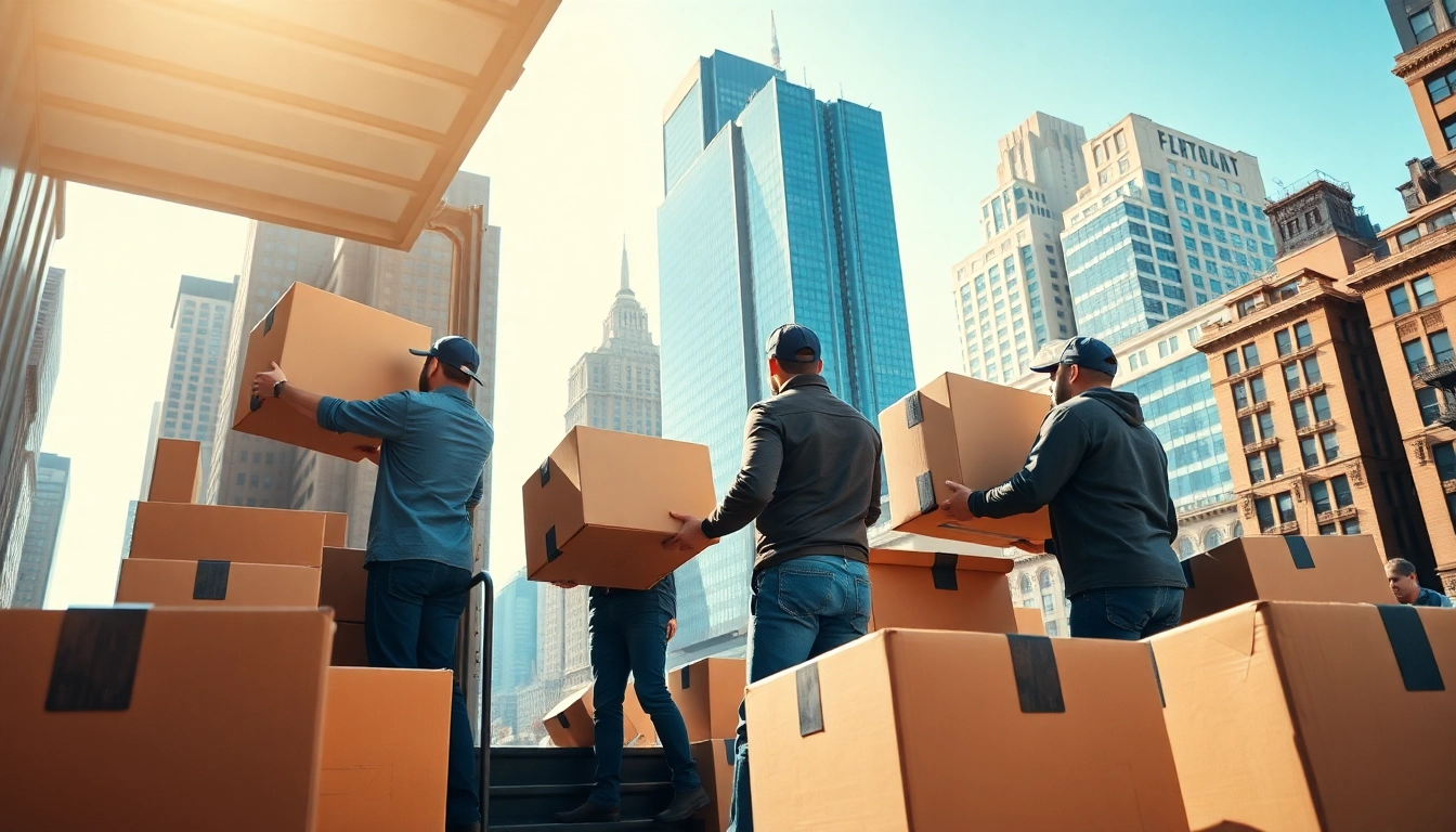 Movers nyc efficiently packing and transporting items amidst a dynamic NYC urban environment.