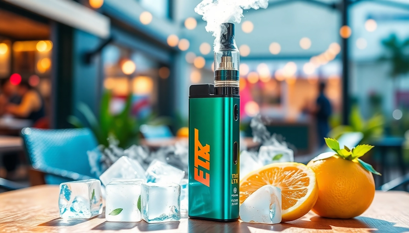 Showcase the Raz LTX 25K FROZEN Edition disposable vape in a vibrant setting, capturing its fresh appeal and design.