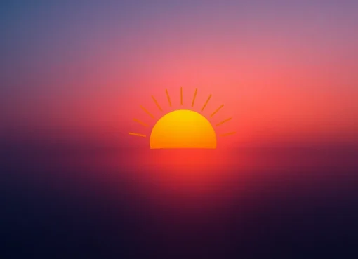 Design a vibrant dawn logo featuring a rising sun over a horizon with modern typography.