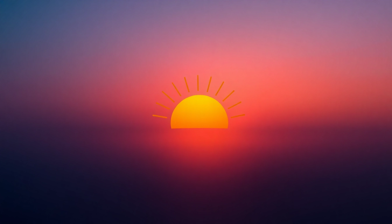Design a vibrant dawn logo featuring a rising sun over a horizon with modern typography.