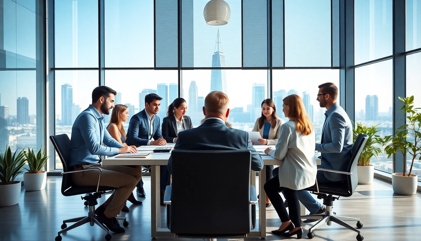 Quickplus Business Consultants team collaborating in a modern office setting, showcasing innovation and professionalism.